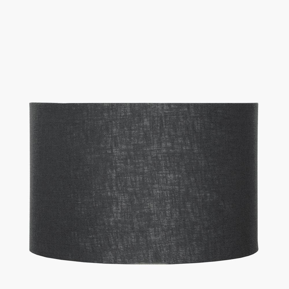 Lino 50cm Black Self Lined Linen Drum Lampshade